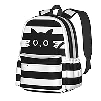 Black Cat Waterproof Backpack Adjustable Shoulder Straps Bag Large Capacity Casual Daypack Bookbag For Travel Work School