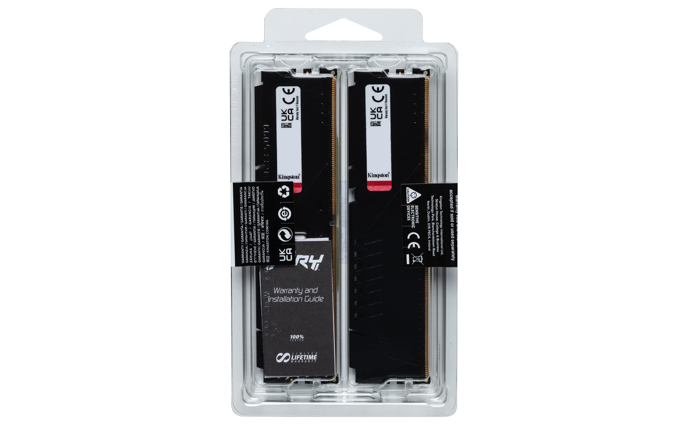 Kingston FURY Beast Black 128GB (4x32GB) 5200MT/s CL40 DDR5 XMP DIMM | Overclocking | Plug N Play | Intel XMP 3.0 | Kit of 4 | KF552C40BBK4-128