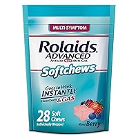 Rolaids Advanced Antacid Plus Anti-Gas 60 Chewable Tablets Assorted Berry Heartburn & Gas Relief, 28 Count Mixed Berry Softchews Heartburn & Gas Relief