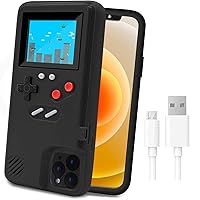 LucBuy Game Console Case for iPhone, Retro Protective Cover Self-Powered Case with 36 Small Game,Full Color Display,Shockproof Video Game Case for iPhone 13 Mini - Black