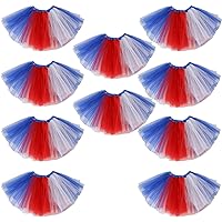 4th of July Star Tutu for Girls Red White Blue Star Dress, Independence Day American Flag Tutu Skirt Outfit USA Party Decor 10PCS