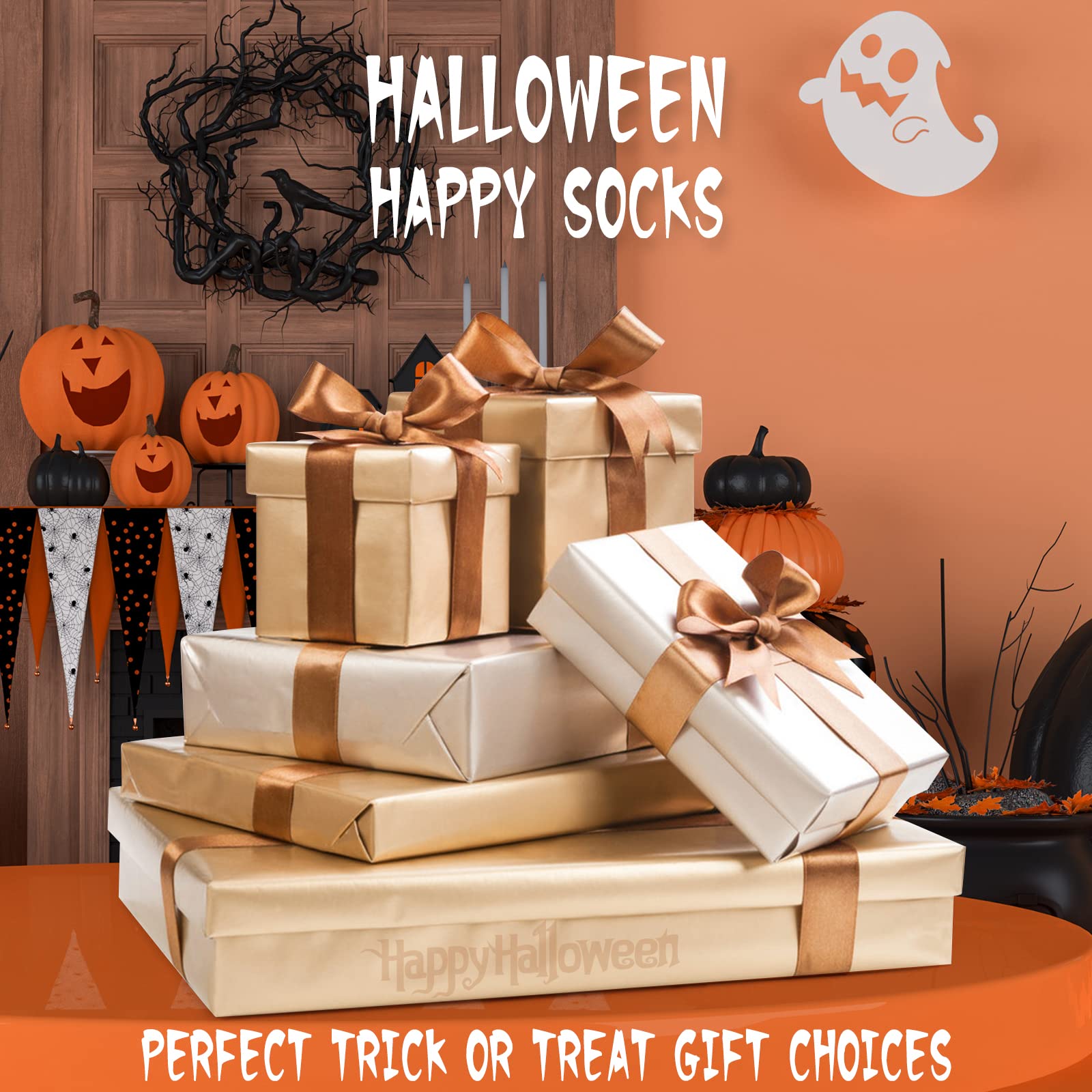 Womens Halloween Socks Crew Novelty Socks Cute Funny Socks for Women Happy Halloween gifts 6 Pairs(Style 1)