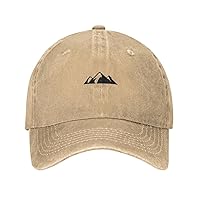 Minimalist Line Drawing Mountain Forest Camping Gift Cowboy Baseball Cap Dad Hat Unisex Adjustable Upf50+ Golf Gym