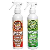 Bacon and Chicken Flavored Omega 3 Sprays for Dry Dog Food. Great for picky Eaters!