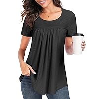 Women's Tunic Tops Loose Fit Short Sleeve Shirts Crew Neck Summer Casual Tops