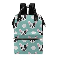 French Bulldog Pattern Polka Dogs Durable Travel Laptop Hiking Backpack Waterproof Fashion Print Bag for Work Park Black-Style