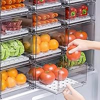 Extra-Large Fridge Drawers with Ventilation System - Stackable clear plastic organizer drawers - Fruit, deli, freezer, kitchen organization -Pull out refrigerator storage bins (1 Pack -Deepen)