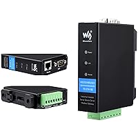 waveshare Industrial Isolated Rail-Mount RS232/485/422 Serial Server, RS232/485/422 to RJ45 Ethernet Module, TCP/IP to Serial Converter, Multi Communication Modes, Support Modbus Gateway