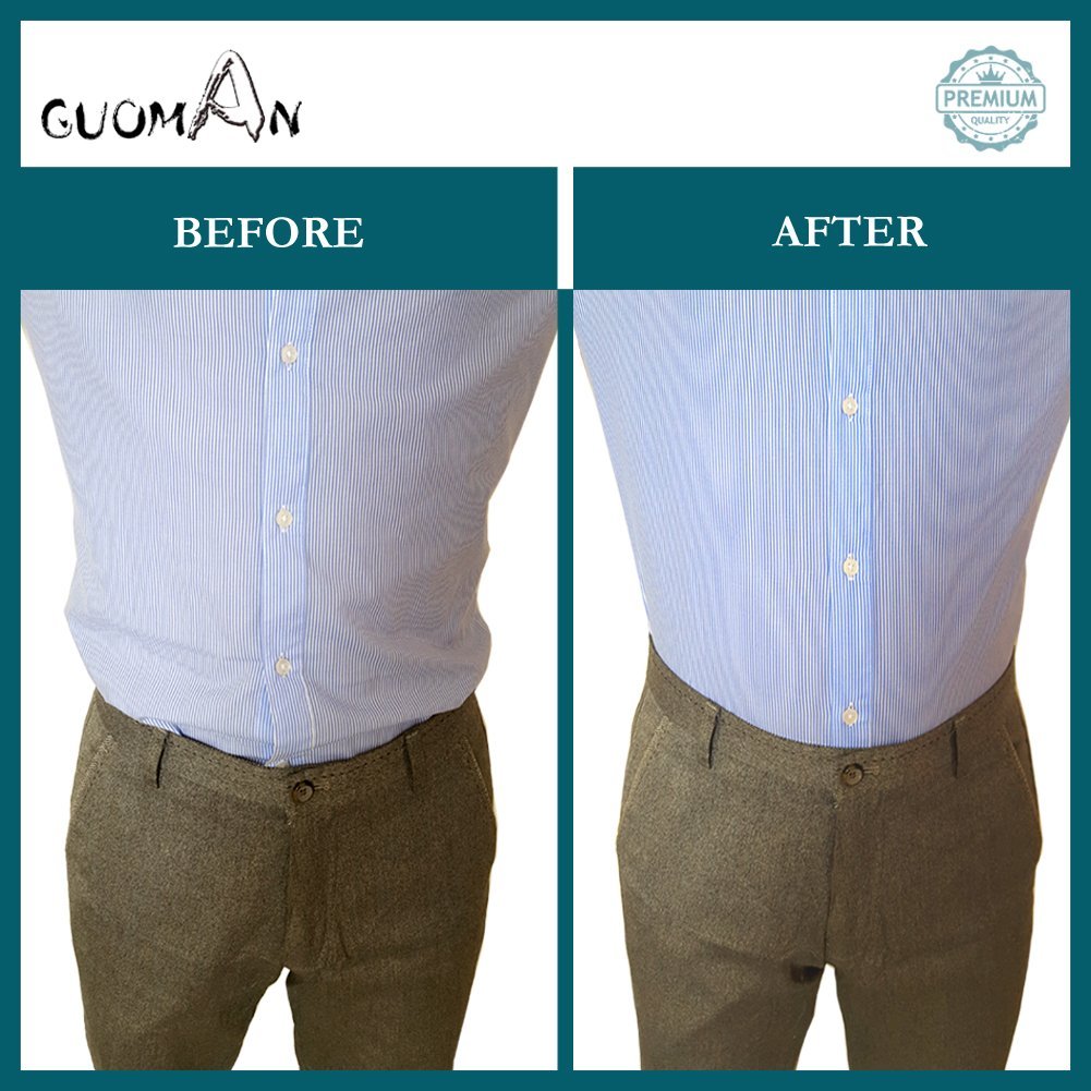 GUOMAN Mens Y-Style Shirt Stays, Adjustable Elastic Garter Straps Sock Non-slip Clamps, Black, Large