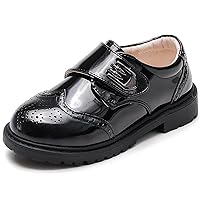 WUIWUIYU Toddlers Boys Ring Bearer Wedding Homecoming Prom Concert Black Oxfords Flats Brogues School Uniform Dress Shoes