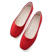Women Comfort Square Toe Ballets Flats, Slip On Classical Walking Shoes for Wedding/Driving/Dating