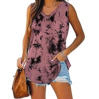 XIEERDUO Womens Tank Tops V Neck Basic Solid Color Casual Flowy Summer Sleeveless