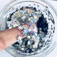 Snowflake Confetti Glitter Laser Sequins for DIY Crafts, Nail Art Decoration, Party Decoration - 6mm, 10g (Laser Silver)