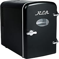 RCA Mini Retro 6 Can Beverage Refrigerator-Black, RMIS129-BLACK, 0.15 cubic feet