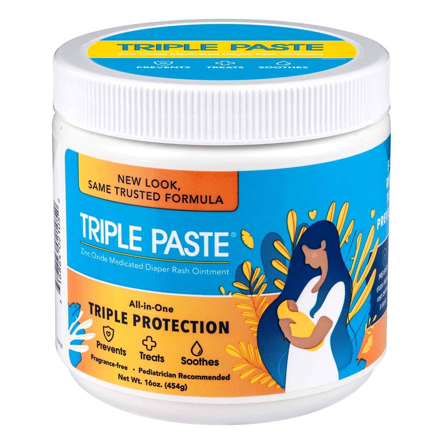 Triple Paste Diaper Rash Cream for Baby - 16 Oz Tub - Zinc Oxide Ointment Treats, Soothes and Prevents Diaper Rash - Pediatrician-Recommended Hypoallergenic Formula with Soothing Botanicals