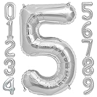 Tellpet Silver Number 5 Balloon, 40 Inch