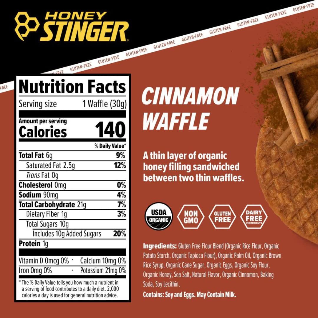 Honey Stinger Organic Waffle Variety Pack - Honey, Vanilla, Salted Caramel, Cinnamon & Cookies & Cream (10 Pack) By Veher