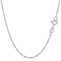 Jewelry Affairs 10k White Gold Singapore Chain Necklace, 1.5mm