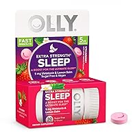 Extra Strength Sleep Fast Dissolve Tablets, 5mg Melatonin, Vegan, Strawberry - 30ct