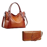 HESHE Womens Leather Handbags Shoulder Tote Bag Satchel Designer Ladies Purses Cross-body Bag and Womens Long Wallets Money Clip Card Case Holder Clutch for Ladies