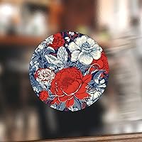 50 Pcs Red and Blue Chinoiserie Floral Vinyl Stickers Japanese Sticker Decal Waterproof Water Bottle Stickers Exotique Stickers for Laptop Notebooks Bicycle Skateboards Luggage 3inch