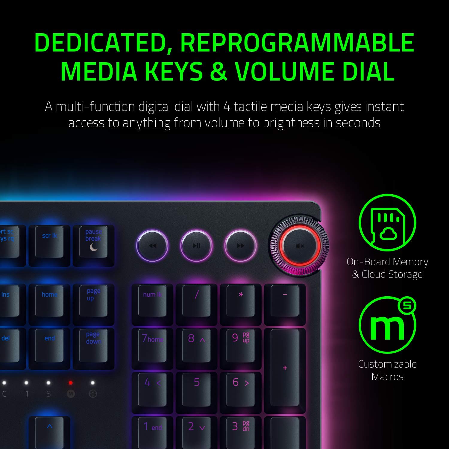 Razer Huntsman Elite Gaming Keyboard: Fast Keyboard Switches - Linear Optical Switches - Chroma RGB Lighting - Magnetic Plush Wrist Rest - Dedicated Media Keys & Dial - Classic Black