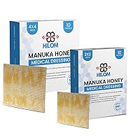 Medical Grade Manuka Honey Gauze Dressing 2 inch x 2 inch and 4 x 4 inch (10 Pack - Non-Adherent) | First Aid for Minor Wounds Such as Cuts or Advanced Wound Care of Bed Sores, Burns, or Lacerat