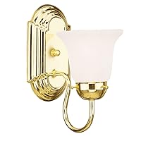 Livex Lighting 1071-02 Riviera 1-Light Bath Light, Polished Brass , White, 5 x 8 x 11