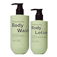 frank body Brightening Body Wash & Body Lotion Bundle | Vegan & Cruelty Free | Evens Tone & Brightens Complexion | Bamboo & Camellia Scent