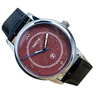 Raketa Copernic Mens Wrist Vintage Watch Rare Men Wrist Copernic Red Watch (Classic Black Strap)