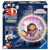 Ravensburger - Illuminated 3D Ball Puzzle - Gabby's Dollhouse - Ages 6+ - 72 Numbered Pieces to Assemble Without Glue - Light Base Included - 11575