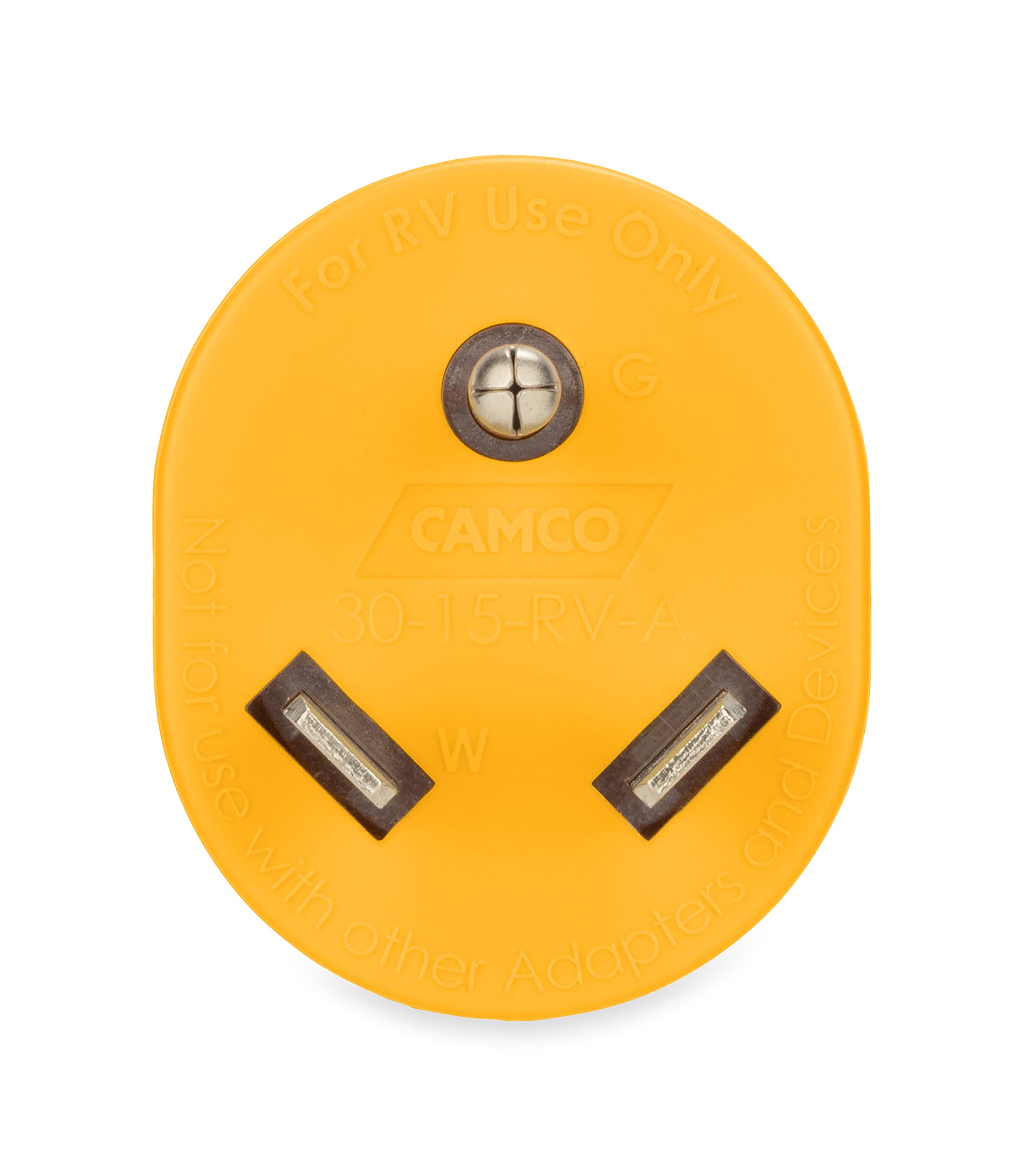 Camco Power Grip Camper/RV 30AM/15AF Electrical Adapter | Easy Connection of Standard 30-Amp Power Pedestals to Fit a Standard Residential Plug | Allows for Easy Outlet Removal (55233),Yellow|Yellow