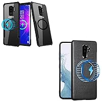 Samsung Galaxy S9 Plus Case [Compatible with Magsafe] Hard PC Back [Built-in Metal Ring] Slim Fit Anti Yellow Clear Shockproof Protective Phone Cover, Clear Black