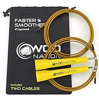 WOD Nation Adjustable Speed Jump Rope For Men, Women & Children - Blazing Fast Fitness Skipping Rope Perfect for Boxing, MMA, Endurance