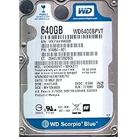 WD6400BPVT-60HXZT1 Western Digital 640GB 5400RPM SATA 3.0 Gbps 2.5 inch Scorpio Hard Drive
