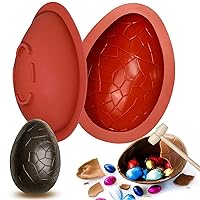 Easter Egg Mold, Breakable Easter Egg Chocolate Mold, Large 3D Silicone Easter Egg Candy Mold with 1 Hammer for Easter Decorations, Dinosaur Eggs
