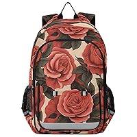 ALAZA Rose on Beige Background Backpack Bookbag Laptop Notebook Bag Casual Travel Daypack for Women Men Fits15.6 Laptop