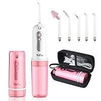 Water Dental Flosser Cordless for Teeth: Portable Oral Irrigator Rechargeable Collapsible Travel Teeth Cleaner with Case, 4 Modes with DIY, 5 Jet Tips, IPX7 Waterproof for Teeth Cleaning