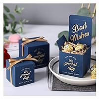 LPHZ914 50pcs/Lot Favor Gifts Candy Boxes with Ribbon Baby Shower Wedding Party Favor Decoration Gifts (Color : Navy Blue, Gift Box Size : 6.5x6.5x6.5cm)