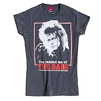 TruffleShuffle Womens Labyrinth Retro You Remind Me of The Babe Charcoal Marl Fitted T Shirt