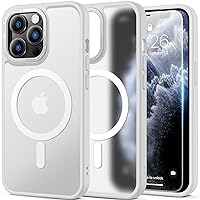 for iPhone 13 Pro Case with Screen Protector - Compatible with MagSafe, 21ft Military-Grade Drop Tested,Strong Magnetic Shockproof Slim Fit Translucent Matte Cover - White