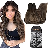 Full Shine Sew in Hair Extensions Real Human Hair Color 2/8/2 Weft Hair Extensions Human Hair 24 Inch 105G Remy Human Hair+One Long Hair Extension Storage Bag With Hair Extension Hanger