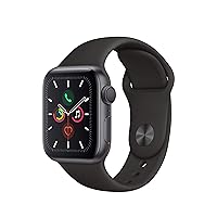 Apple Watch Series 5 40mm (GPS) - Space Grey Aluminium Case with Black Sport Band (Renewed)
