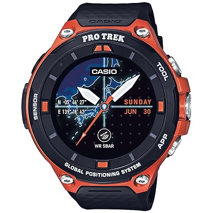 Casio Men's 'Pro Trek' Resin Outdoor Smartwatch, Color:Orange (Model: WSD-F20-RGBAU)