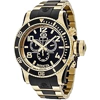Invicta Men's 6633 Russian Diver Collection Chronograph 18K Gold-Plated Black Rubber Watch