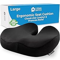 Seat Cushion for Office Chair - Tailbone Pressure Relief Cushion - Coccyx, Lower Back, Hip, Butt, Sciatica Pain Relief Pillow - Memory Foam Chair Cushions for Desk Chairs, Car Seats, Wheelchairs