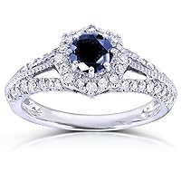 Kobelli Vintage Style Sapphire & Diamond Engagement Ring 1 Carat (ctw) in 14k White Gold