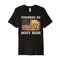Vintage Powered By Root Beer Funny Drinking American Flag Premium T-Shirt