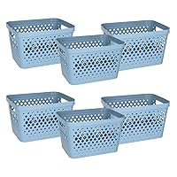Glad Plastic Storage Basket Set, Value Pack of 6 | Open Storage Bins for Shelves, Bathroom, Pantry, Closet | Nesting Organizer Boxes with Handles, 4 Gallon, Marina Blue