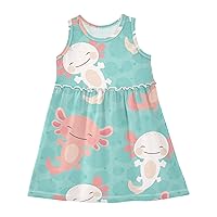 Kawaii Animal Axolotl Girl Dress Sleeveless Toddler Girl Outfits Fashion Girl Clothes Size 2t-8Y